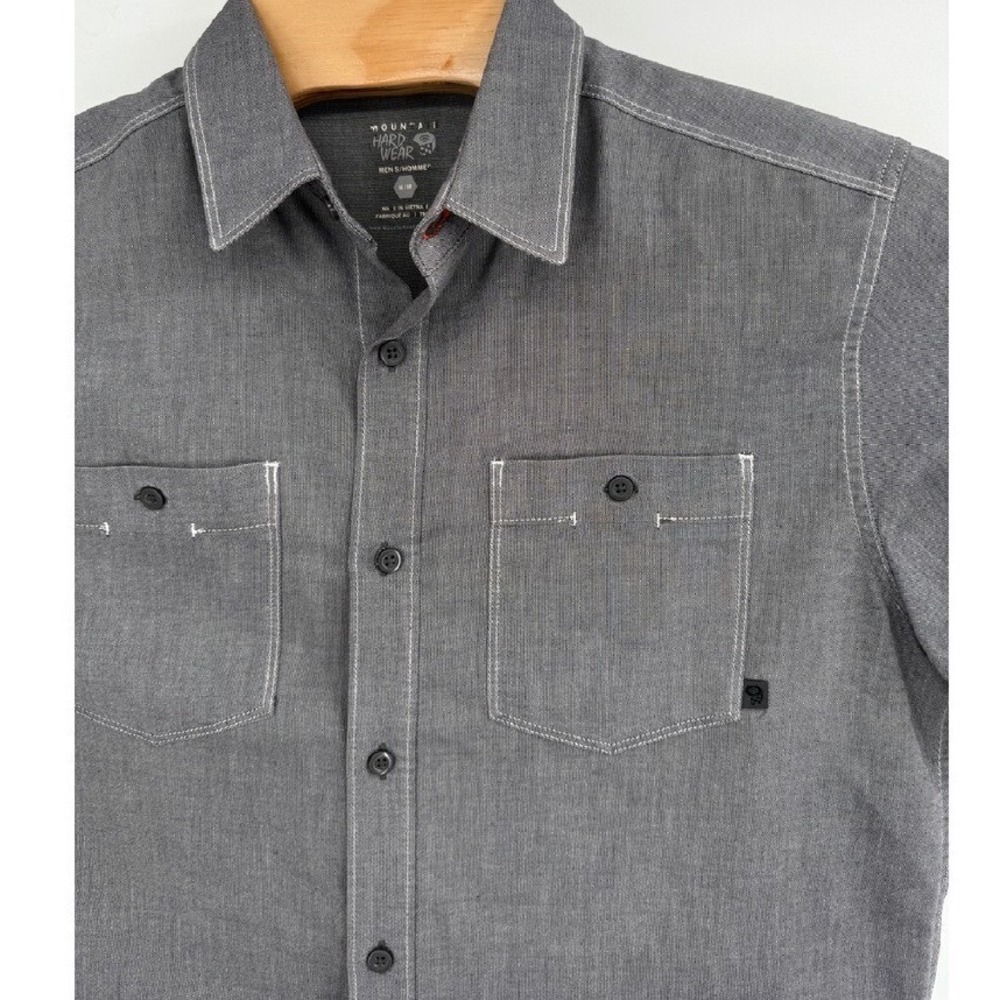 Mountain Hardwear Men's Huxley Short Sleeve Cotton Button Up Gray Shirt Size M - Picture 2 of 6